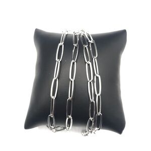 Elegant 925 Sterling Silver Paper clip Chain Ladies Necklace size 24”